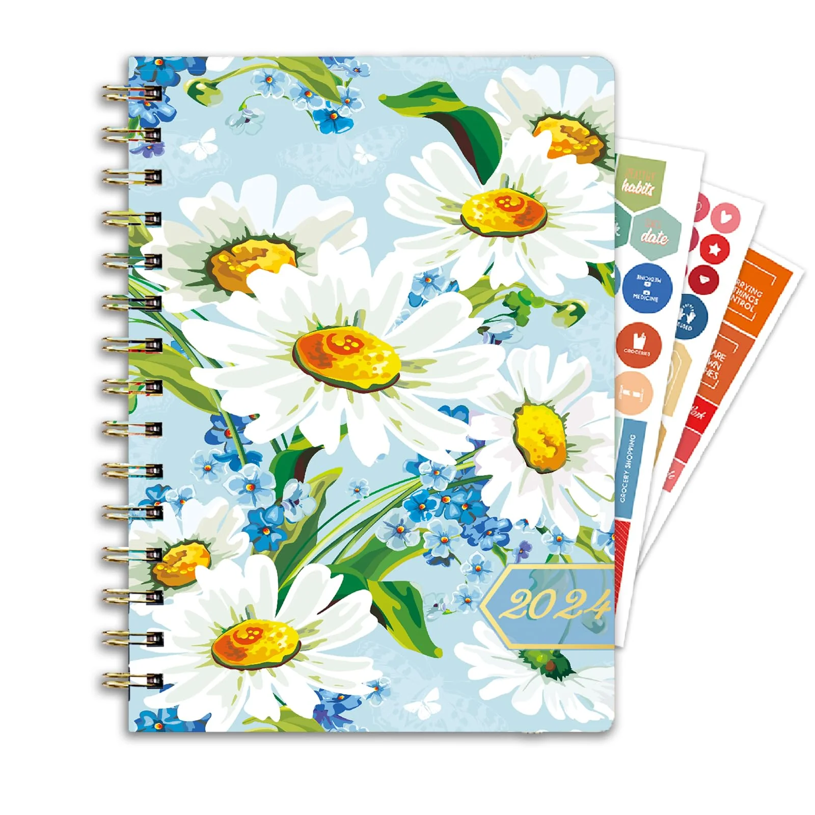 2024 Planner, 12-Month Weekly Monthly Planner from JAN.2024 to DEC.2024, 8.4" X 6", Planner Notebook with Spiral Bound, Stickers & Sticky Index Tabs, Fox-Fish Skull