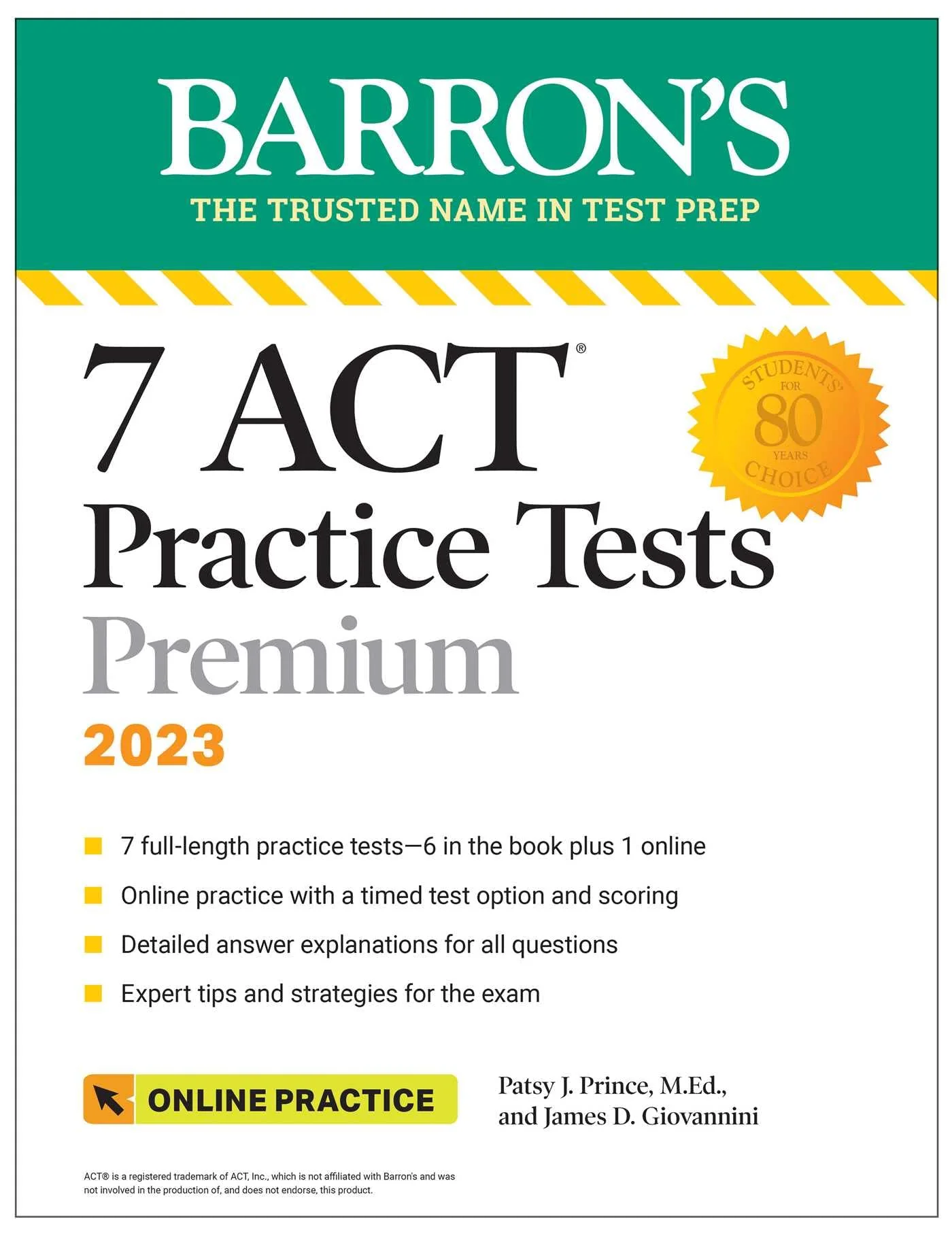 7 ACT Practice Tests Premium, 2023 + Online Practice (Barron's ACT Prep)