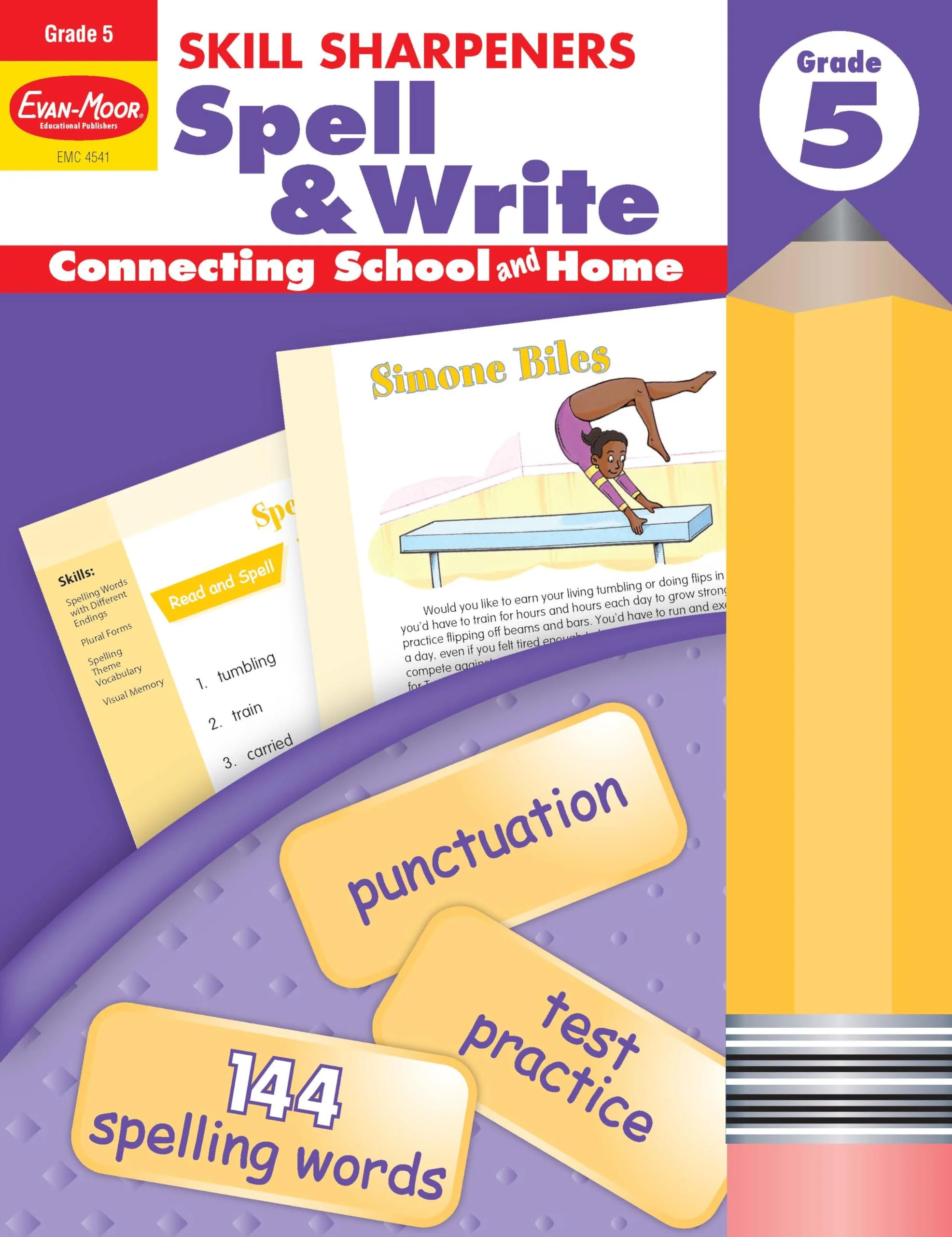 Evan-Moor Skill Sharpeners Spell and Write Workbook, Grade 5, 144 Spelling Words, Test Prep, Compound Words, Conjunctions, Grammar, Punctuation, Creative Writing, Vocabulary, Activities, Homeschool